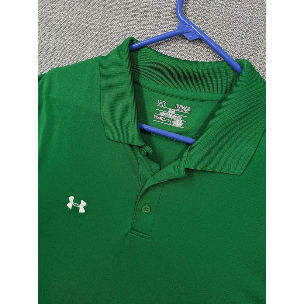 Under Armour HeatGear Polo Shirt Mens XL Green Golf Performance Short Sleeve